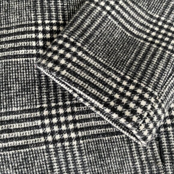 Oak + Fort Black and White Wool Blend Plaid Coat XS - Picture 4 of 14